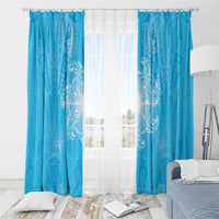 New Zealand Matariki Waiti Window Curtain Maori Moko Cyan Galaxy LT05 - Polynesian Pride