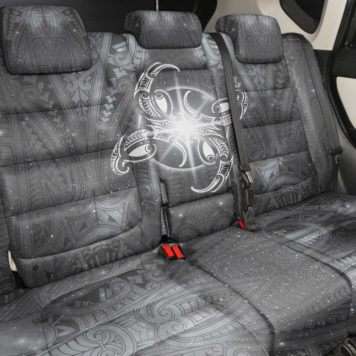 New Zealand Matariki Ururangi Back Car Seat Cover Maori Moko Grey Galaxy