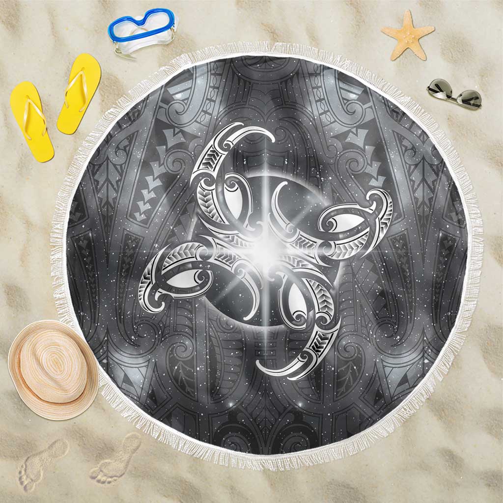 New Zealand Matariki Ururangi Beach Blanket Maori Moko Grey Galaxy