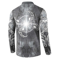 New Zealand Matariki Ururangi Button Sweatshirt Maori Moko Grey Galaxy