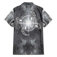 New Zealand Matariki Ururangi Family Matching Off Shoulder Short Dress and Hawaiian Shirt Maori Moko Grey Galaxy LT05 - Polynesian Pride