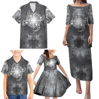 New Zealand Matariki Ururangi Family Matching Puletasi and Hawaiian Shirt Maori Moko Grey Galaxy LT05 - Polynesian Pride