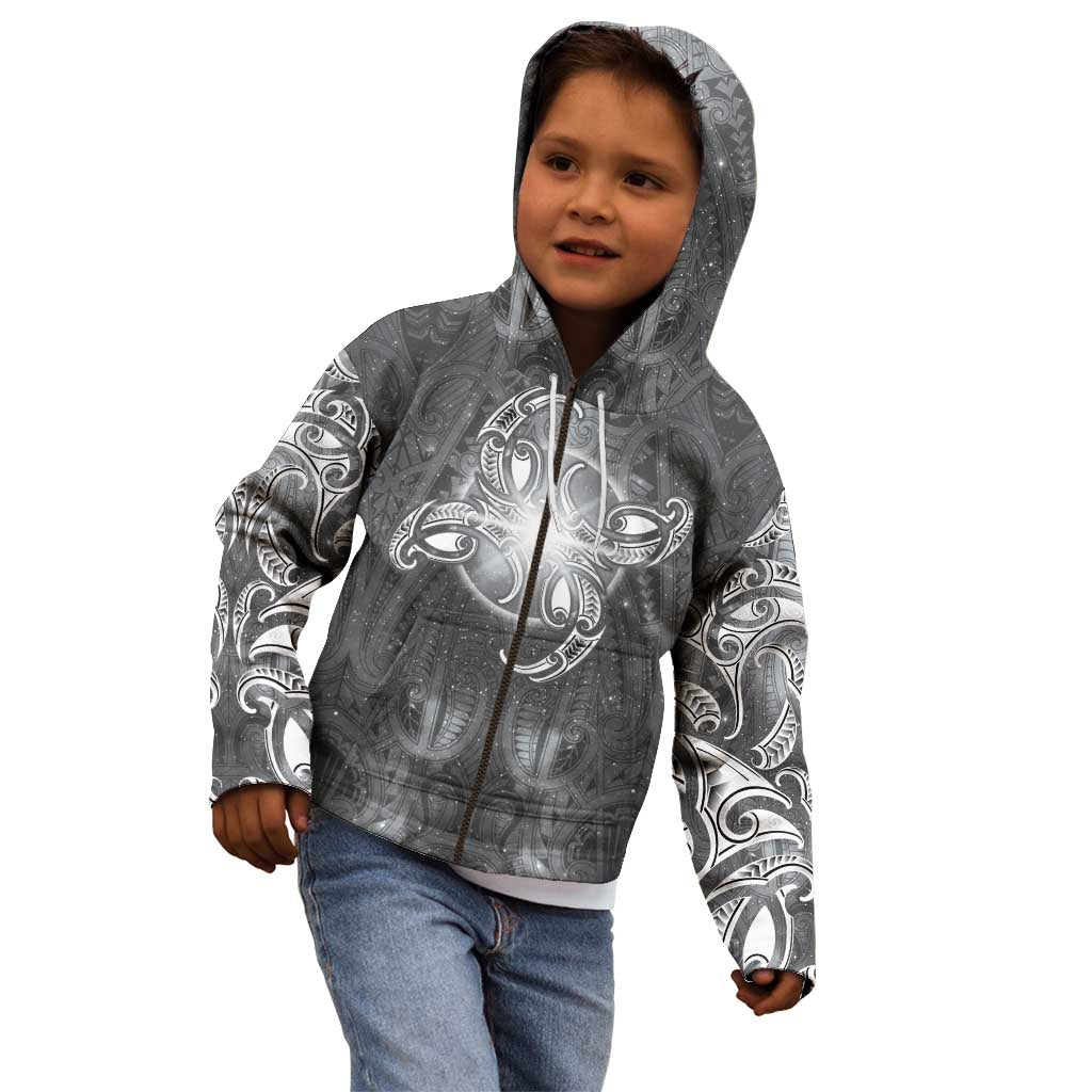 New Zealand Matariki Ururangi Kid Hoodie Maori Moko Grey Galaxy