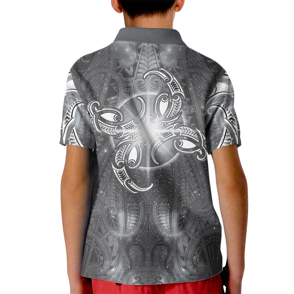 New Zealand Matariki Ururangi Kid Polo Shirt Maori Moko Grey Galaxy LT05 - Polynesian Pride