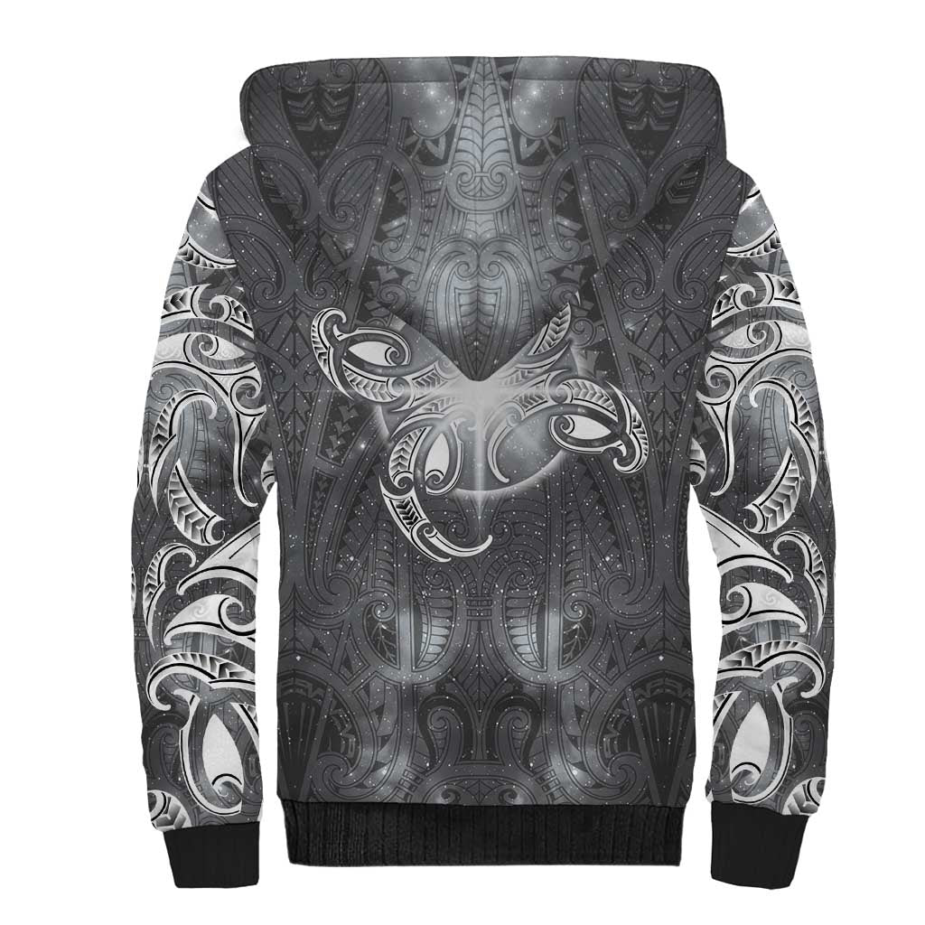 New Zealand Matariki Ururangi Sherpa Hoodie Maori Moko Grey Galaxy LT05 - Polynesian Pride