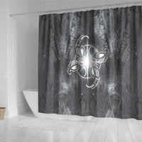 New Zealand Matariki Ururangi Shower Curtain Maori Moko Grey Galaxy