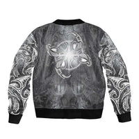 New Zealand Matariki Ururangi Sleeve Zip Bomber Jacket Maori Moko Grey Galaxy