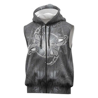 New Zealand Matariki Ururangi Sleeveless Zip Hoodie Maori Moko Grey Galaxy LT05 Grey - Polynesian Pride
