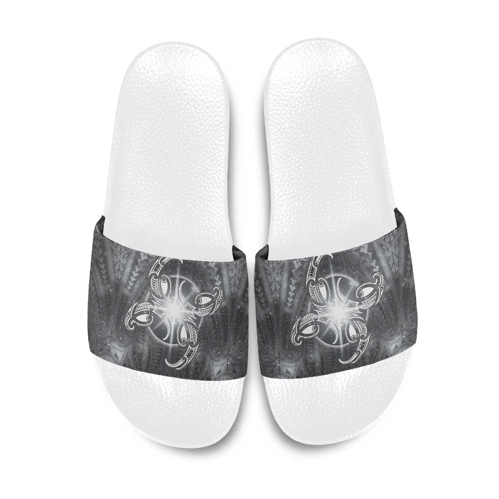 New Zealand Matariki Ururangi Slide Sandals Maori Moko Grey Galaxy