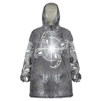 New Zealand Matariki Ururangi Wearable Blanket Hoodie Maori Moko Grey Galaxy LT05 One Size Grey - Polynesian Pride
