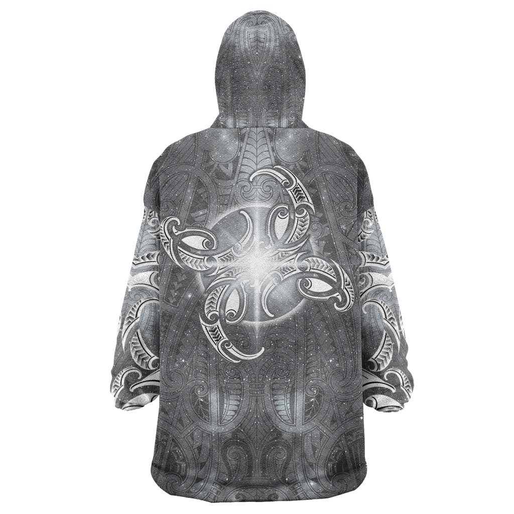New Zealand Matariki Ururangi Wearable Blanket Hoodie Maori Moko Grey Galaxy LT05 - Polynesian Pride