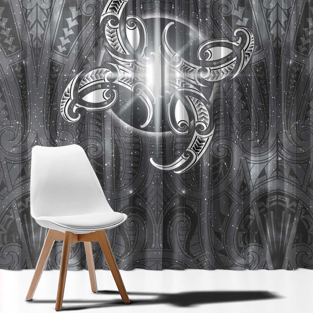New Zealand Matariki Ururangi Window Curtain Maori Moko Grey Galaxy