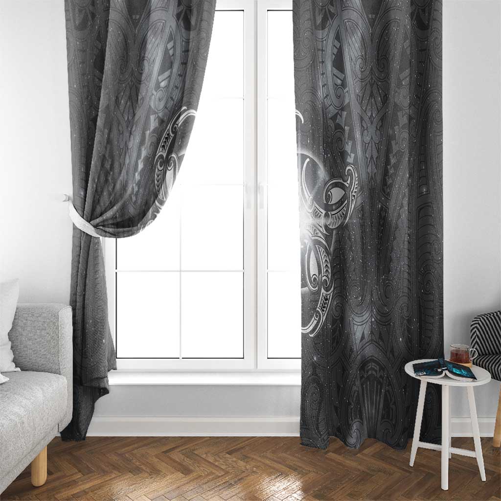 New Zealand Matariki Ururangi Window Curtain Maori Moko Grey Galaxy