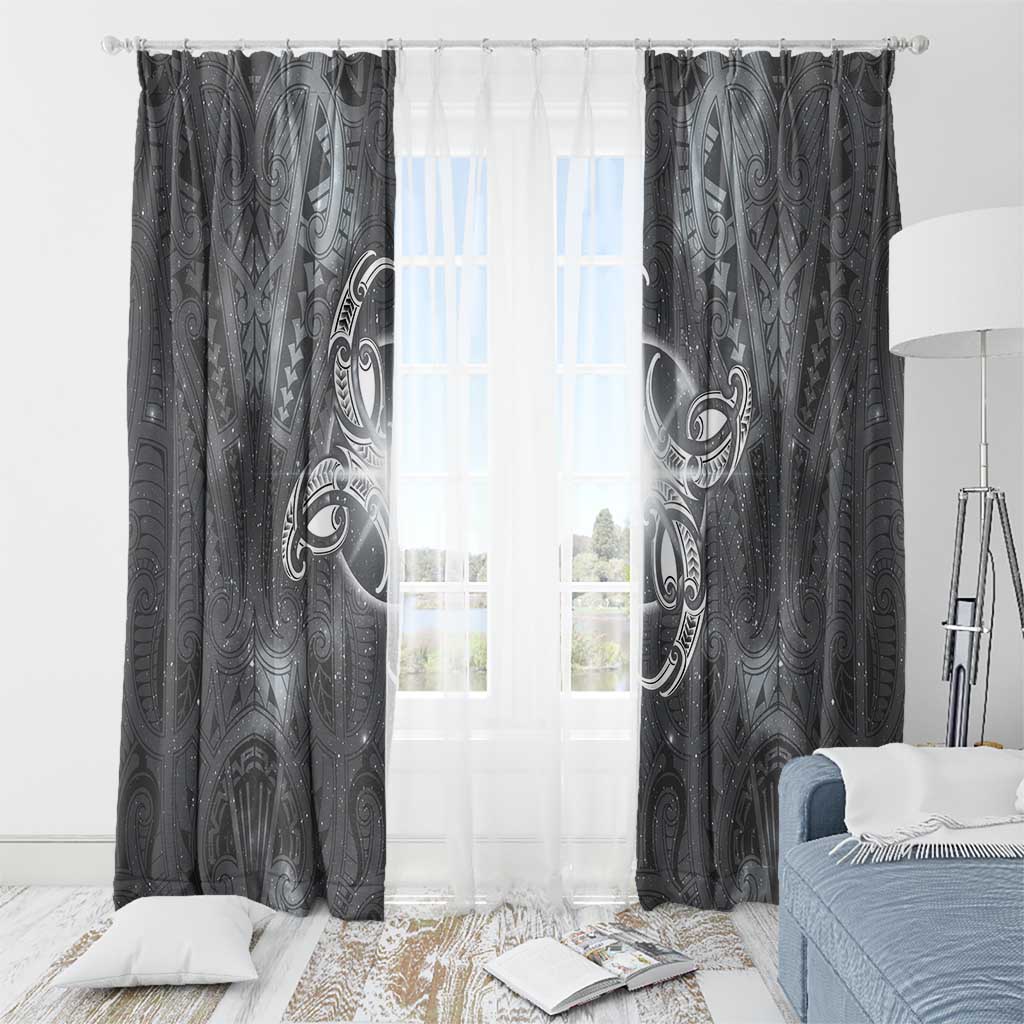 New Zealand Matariki Ururangi Window Curtain Maori Moko Grey Galaxy