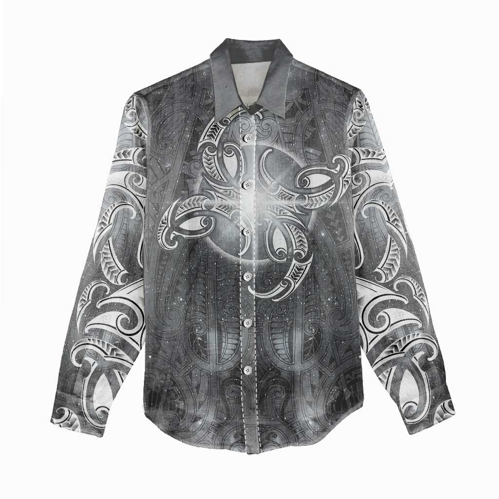 New Zealand Matariki Ururangi Women Casual Shirt Maori Moko Grey Galaxy LT05 - Polynesian Pride