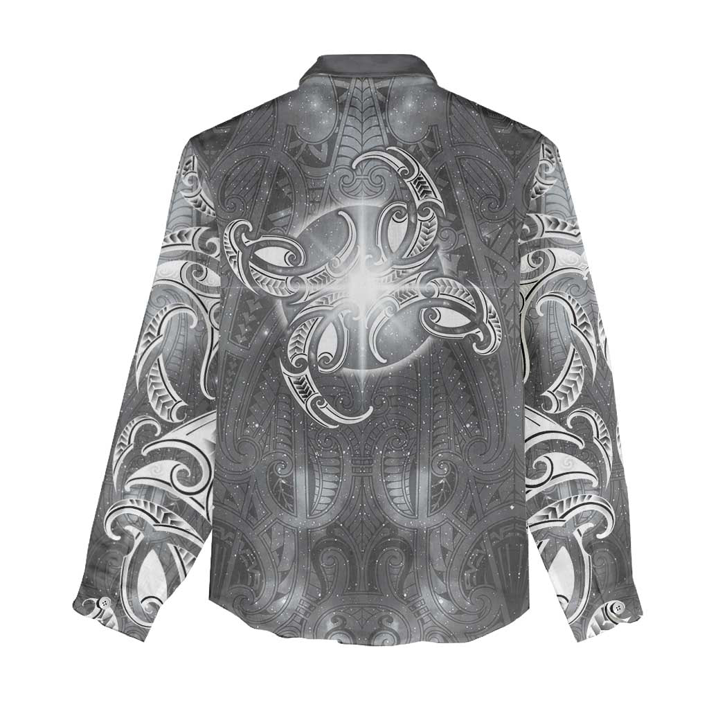 New Zealand Matariki Ururangi Women Casual Shirt Maori Moko Grey Galaxy LT05 - Polynesian Pride