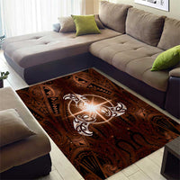 New Zealand Matariki Tupuanuku Area Rug Maori Moko Brown Galaxy LT05 - Polynesian Pride