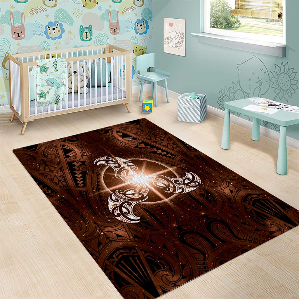 New Zealand Matariki Tupuanuku Area Rug Maori Moko Brown Galaxy LT05 - Polynesian Pride