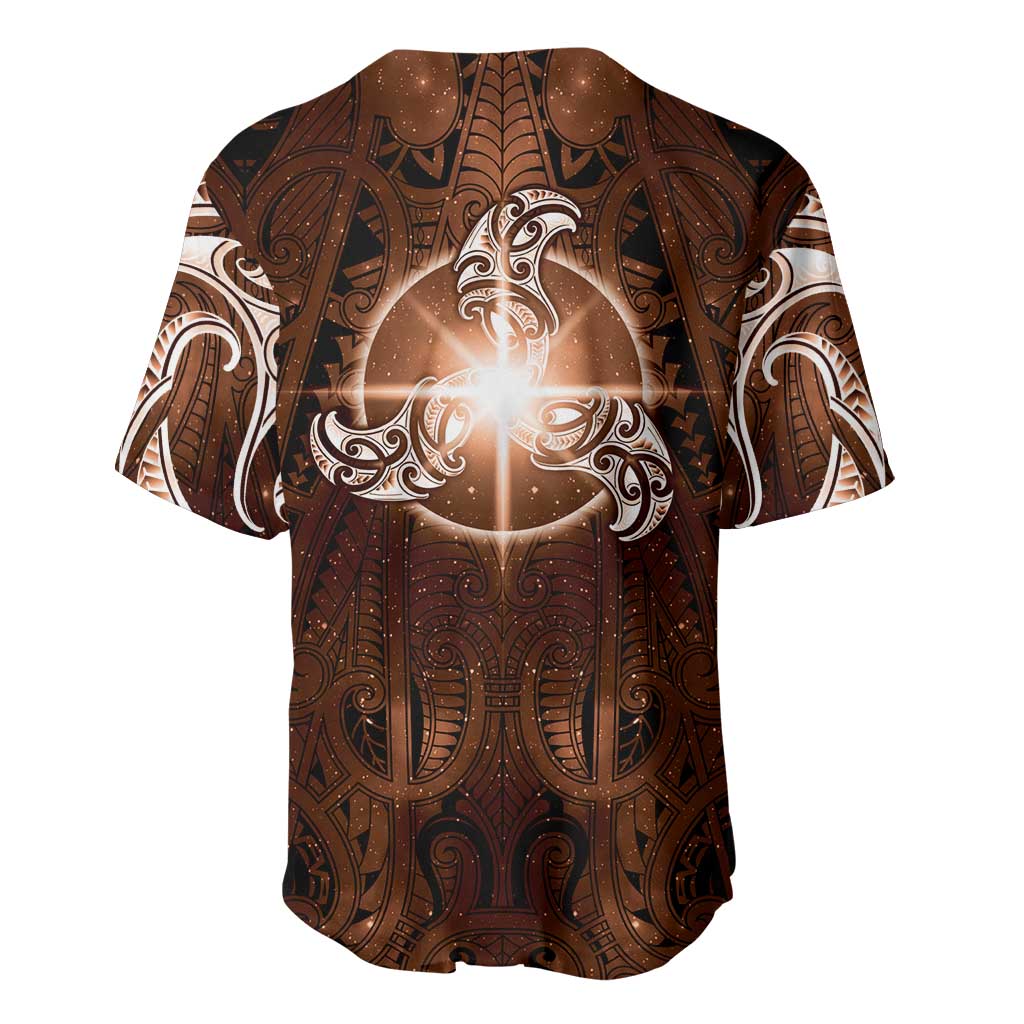 New Zealand Matariki Tupuanuku Baseball Jersey Maori Moko Brown Galaxy LT05 - Polynesian Pride