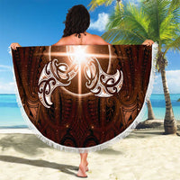 New Zealand Matariki Tupuanuku Beach Blanket Maori Moko Brown Galaxy