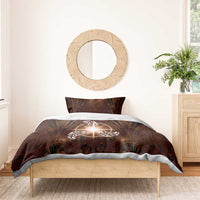 New Zealand Matariki Tupuanuku Bedding Set Maori Moko Brown Galaxy