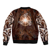 New Zealand Matariki Tupuanuku Bomber Jacket Maori Moko Brown Galaxy