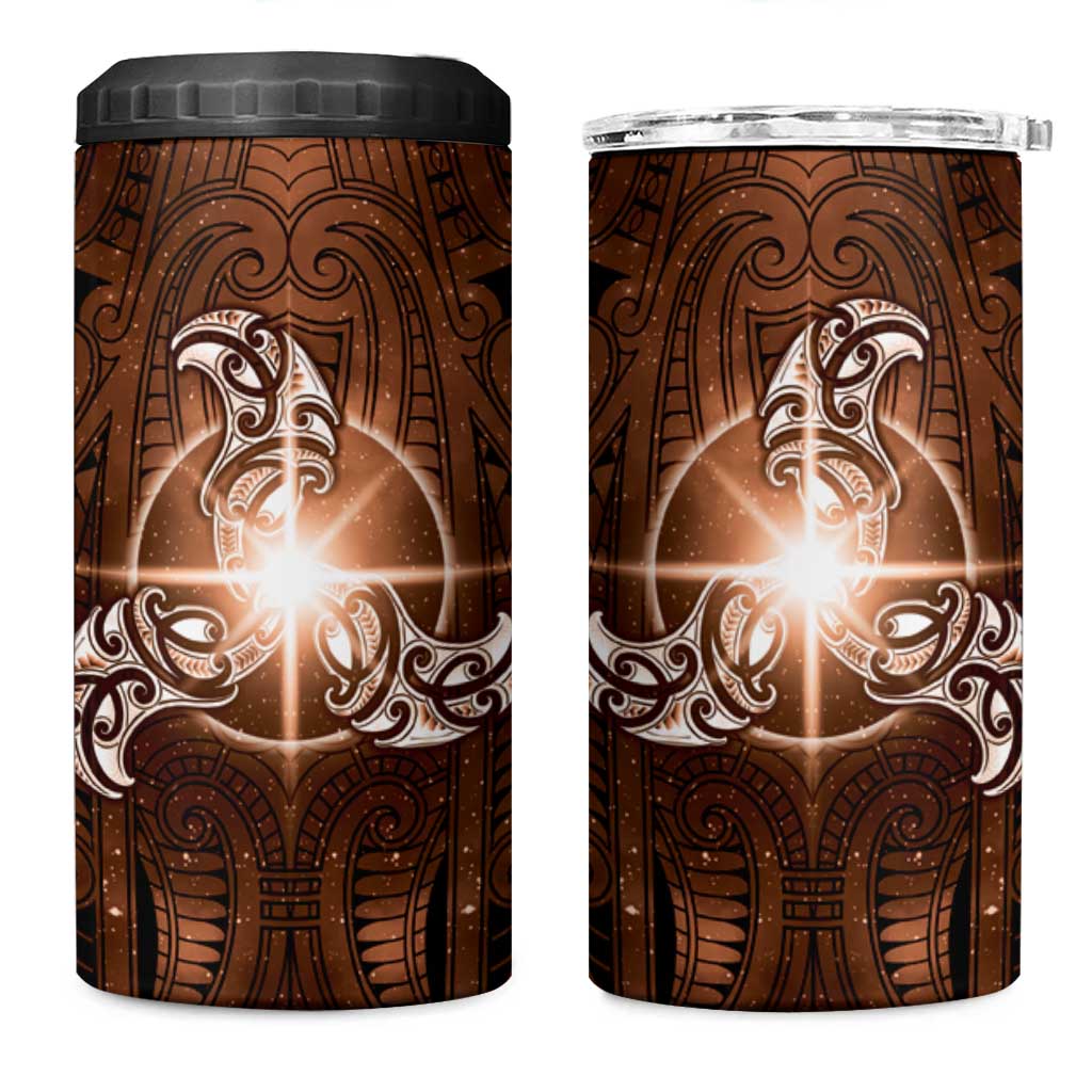 New Zealand Matariki Tupuanuku 4 in 1 Can Cooler Tumbler Maori Moko Brown Galaxy LT05 One Size: 16 oz Brown - Polynesian Pride
