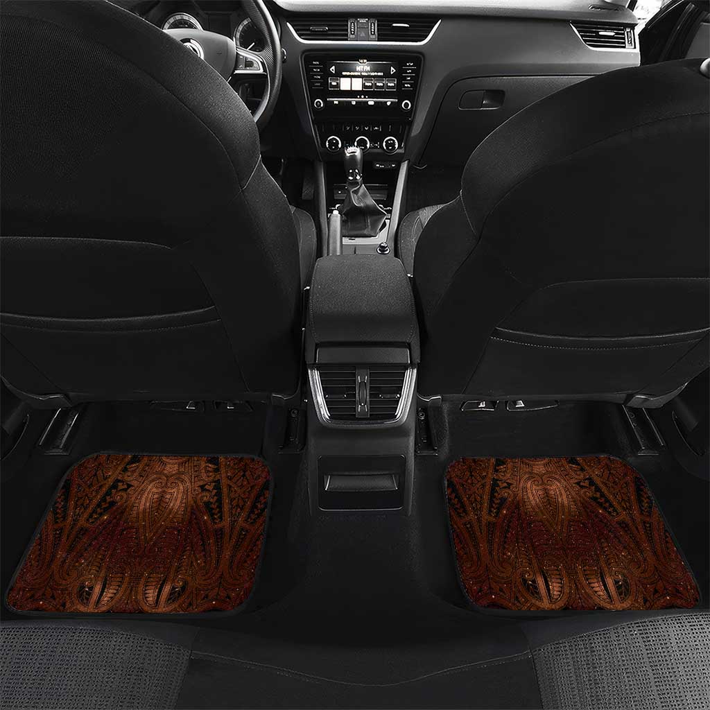 New Zealand Matariki Tupuanuku Car Mats Maori Moko Brown Galaxy LT05 Set 2pcs - Back Brown - Polynesian Pride