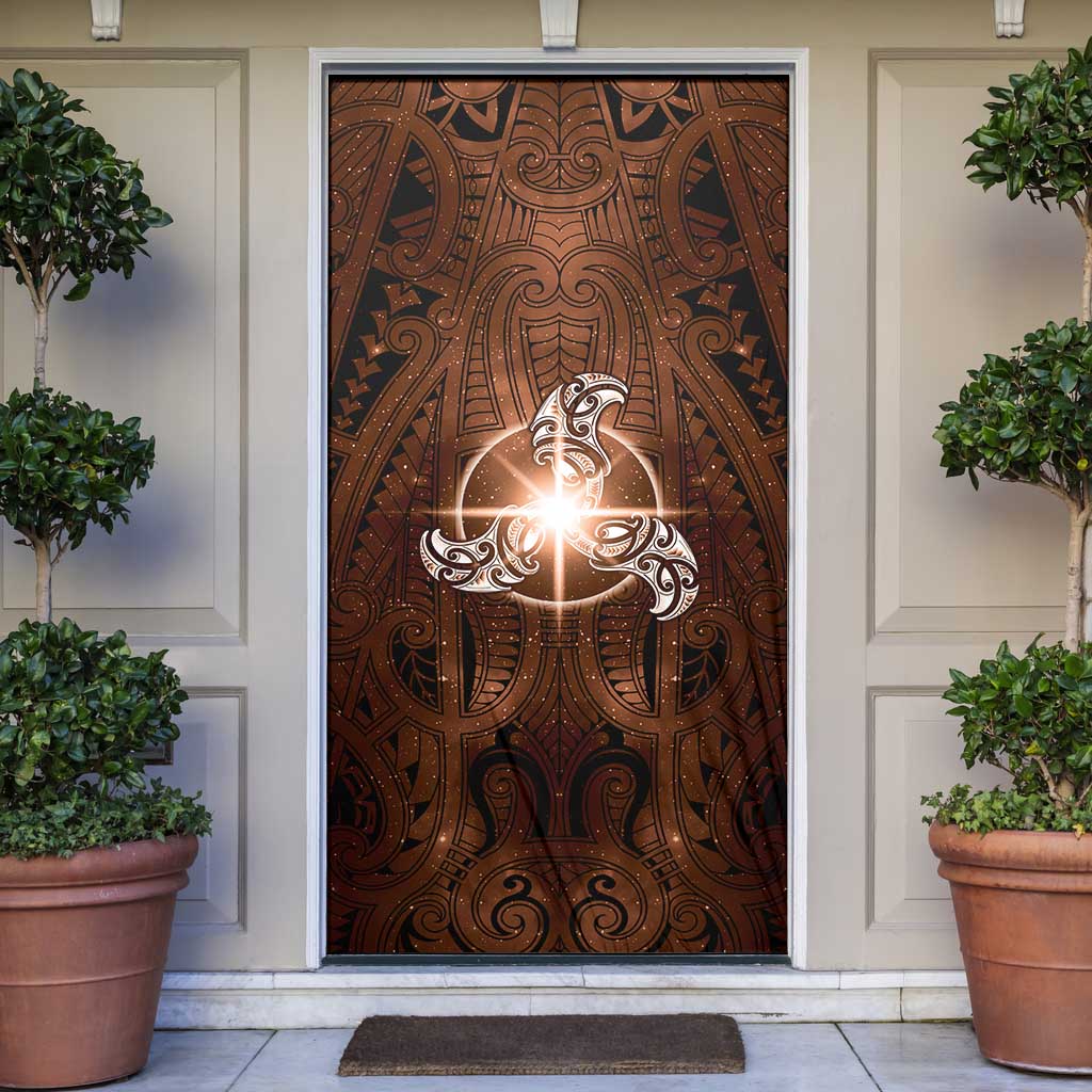 New Zealand Matariki Tupuanuku Door Cover Maori Moko Brown Galaxy LT05 Brown - Polynesian Pride