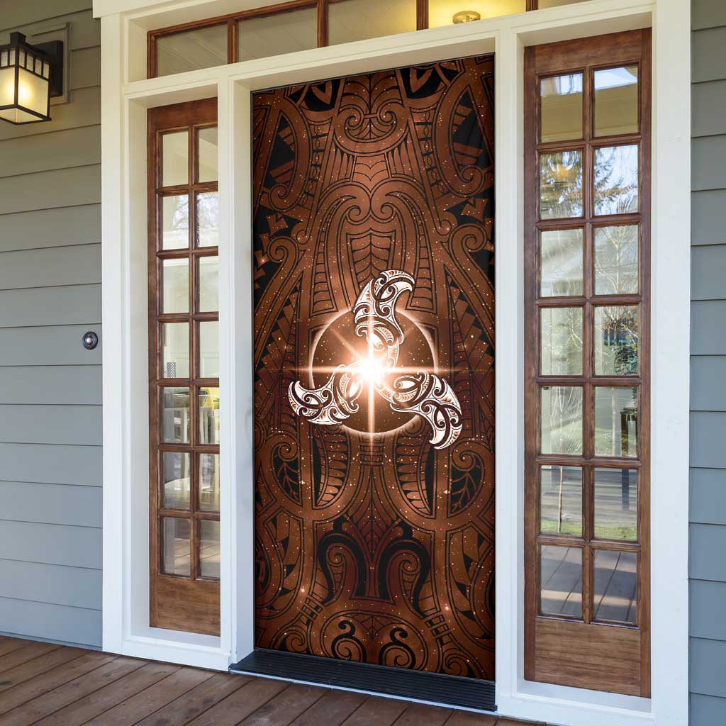 New Zealand Matariki Tupuanuku Door Cover Maori Moko Brown Galaxy LT05 - Polynesian Pride