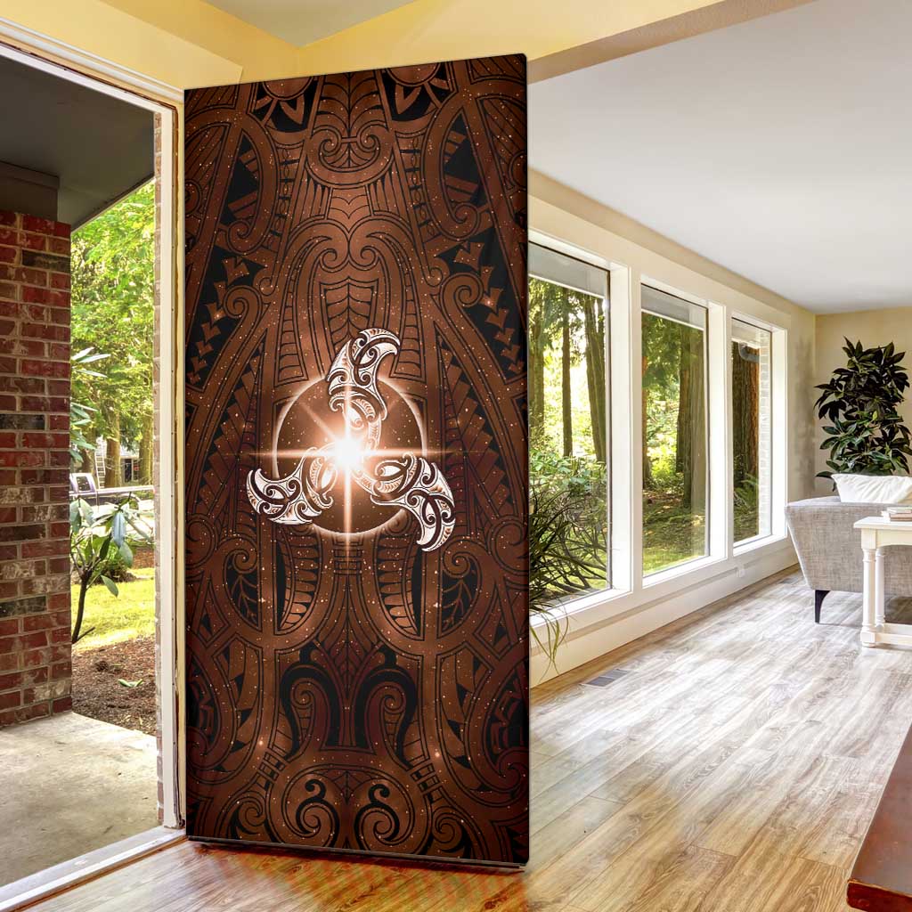 New Zealand Matariki Tupuanuku Door Cover Maori Moko Brown Galaxy LT05 - Polynesian Pride