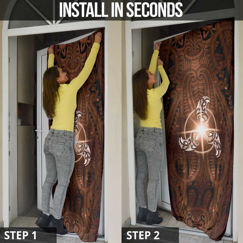 New Zealand Matariki Tupuanuku Door Cover Maori Moko Brown Galaxy LT05 - Polynesian Pride