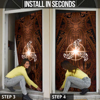 New Zealand Matariki Tupuanuku Door Cover Maori Moko Brown Galaxy LT05 - Polynesian Pride