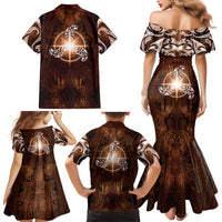 New Zealand Matariki Tupuanuku Family Matching Mermaid Dress and Hawaiian Shirt Maori Moko Brown Galaxy LT05 - Polynesian Pride