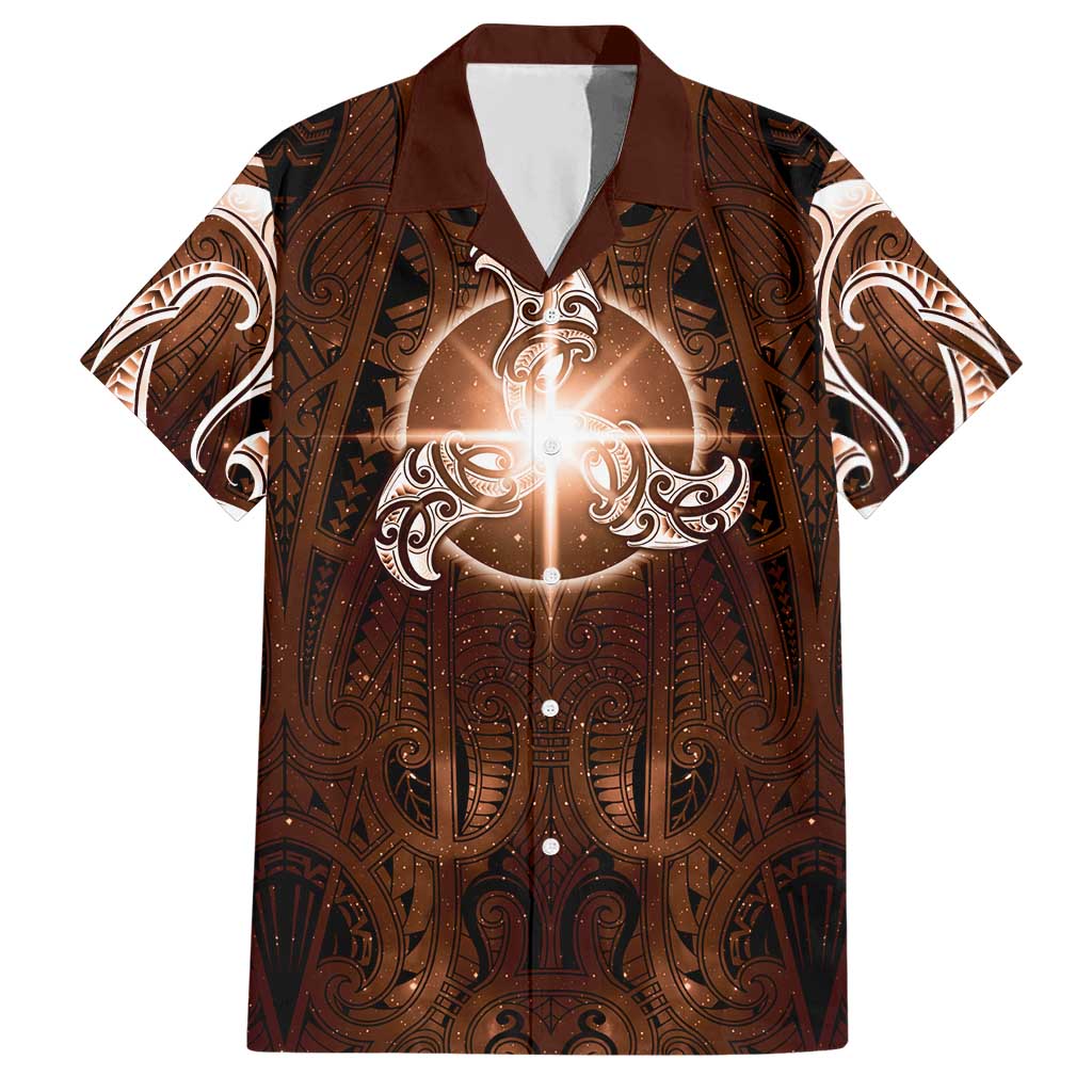 New Zealand Matariki Tupuanuku Hawaiian Shirt Maori Moko Brown Galaxy LT05 Brown - Polynesian Pride