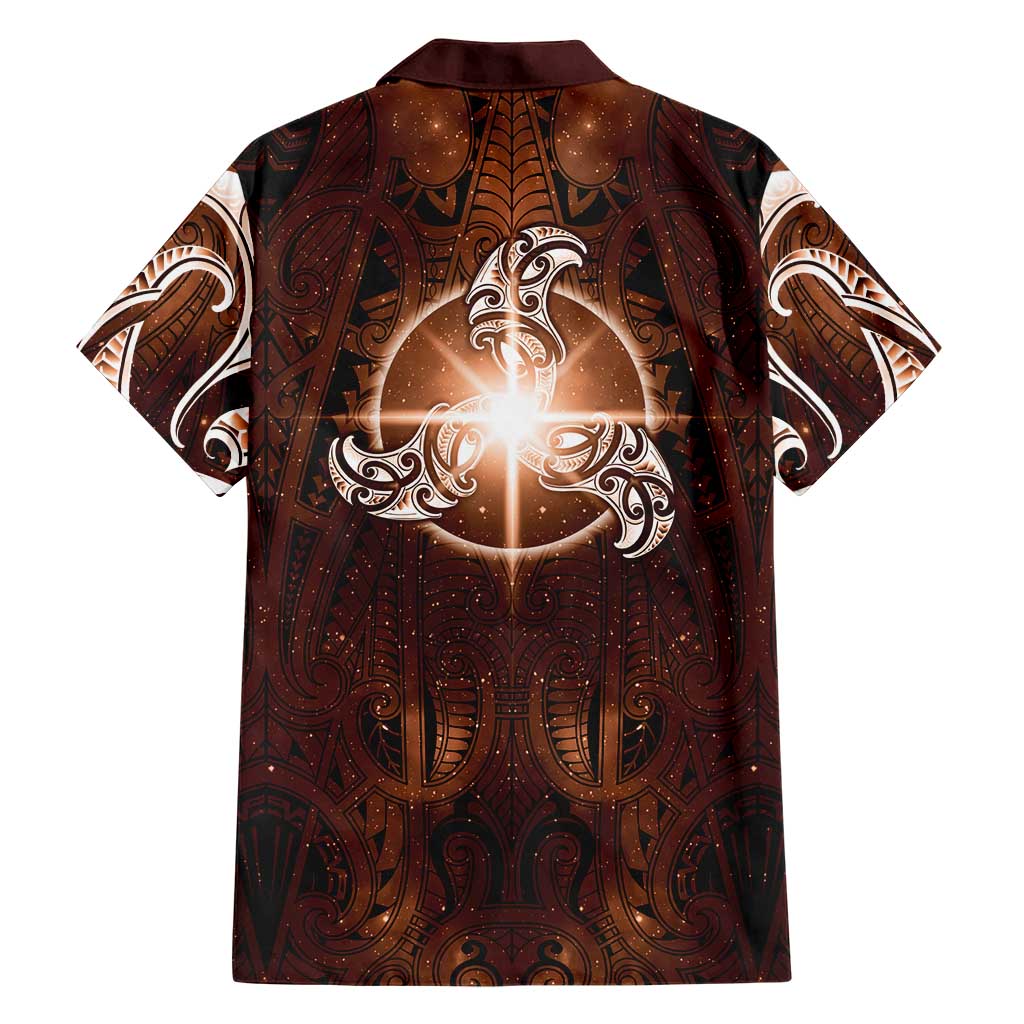 New Zealand Matariki Tupuanuku Hawaiian Shirt Maori Moko Brown Galaxy LT05 - Polynesian Pride