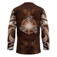 New Zealand Matariki Tupuanuku Hockey Jersey Maori Moko Brown Galaxy LT05 - Polynesian Pride