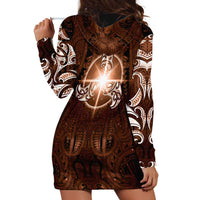 New Zealand Matariki Tupuanuku Hoodie Dress Maori Moko Brown Galaxy LT05 - Polynesian Pride
