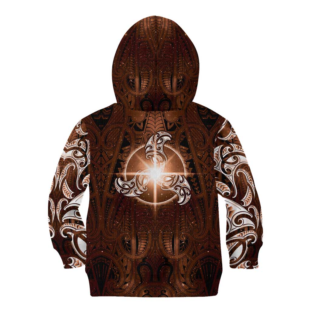 New Zealand Matariki Tupuanuku Kid Hoodie Maori Moko Brown Galaxy LT05 - Polynesian Pride