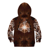 New Zealand Matariki Tupuanuku Kid Hoodie Maori Moko Brown Galaxy LT05 - Polynesian Pride