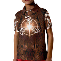 New Zealand Matariki Tupuanuku Kid Polo Shirt Maori Moko Brown Galaxy LT05 Kid Brown - Polynesian Pride