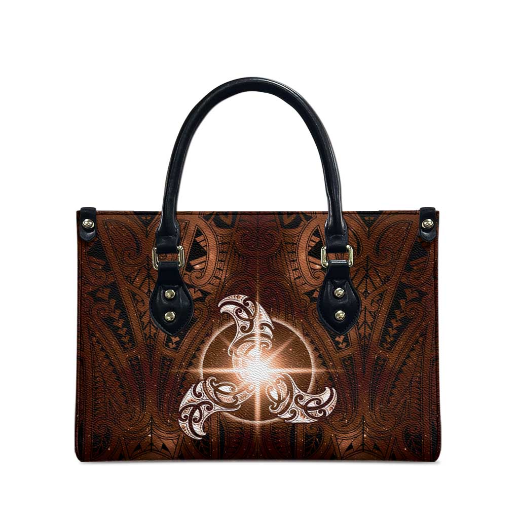 New Zealand Matariki Tupuanuku Leather Bag Maori Moko Brown Galaxy