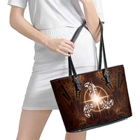 New Zealand Matariki Tupuanuku Leather Tote Bag Maori Moko Brown Galaxy LT05 - Polynesian Pride