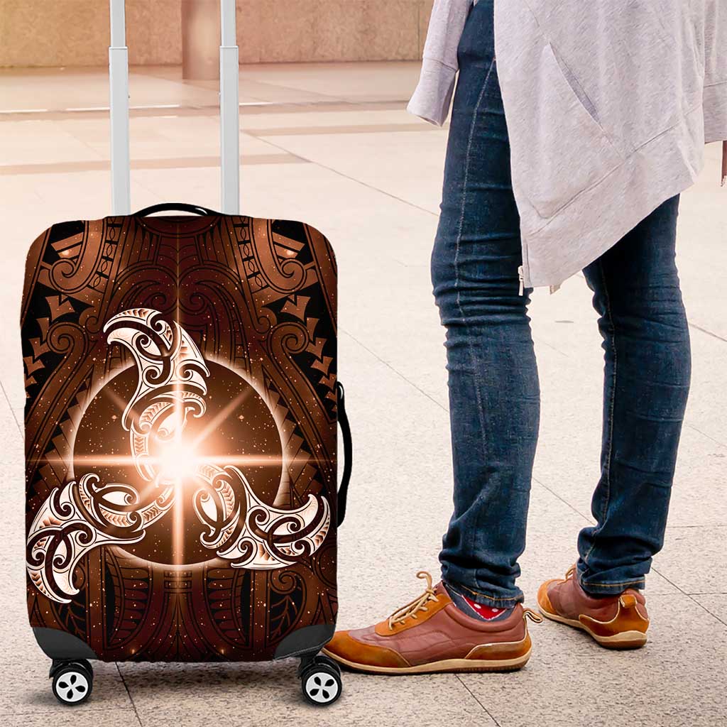 New Zealand Matariki Tupuanuku Luggage Cover Maori Moko Brown Galaxy LT05 Brown - Polynesian Pride