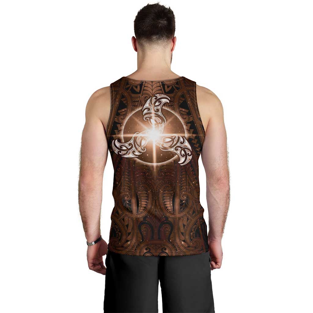 New Zealand Matariki Tupuanuku Men Tank Top Maori Moko Brown Galaxy LT05 - Polynesian Pride
