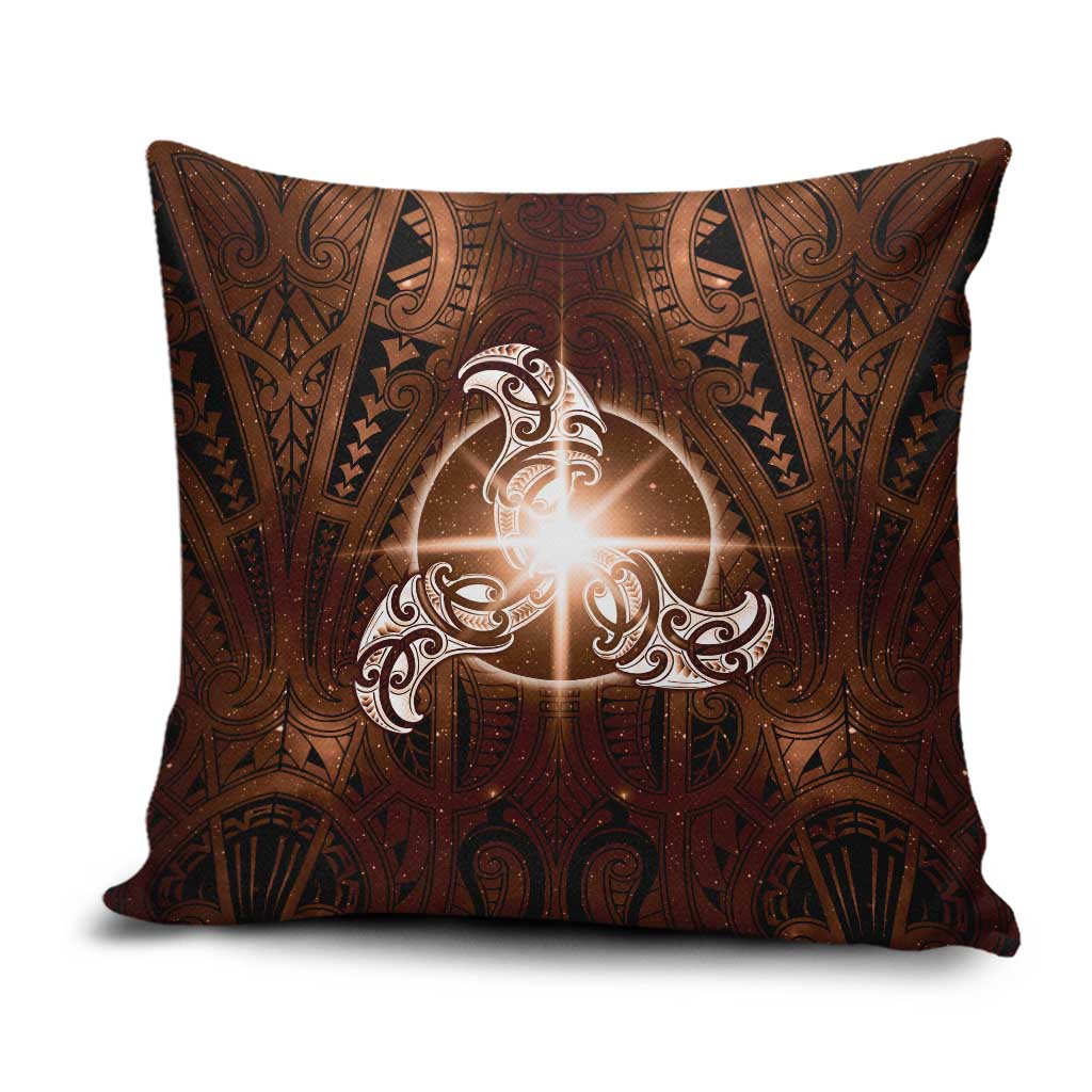 New Zealand Matariki Tupuanuku Pillow Cover Maori Moko Brown Galaxy LT05 Brown - Polynesian Pride