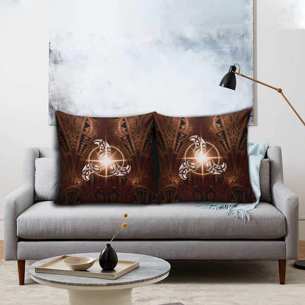 New Zealand Matariki Tupuanuku Pillow Cover Maori Moko Brown Galaxy LT05 - Polynesian Pride