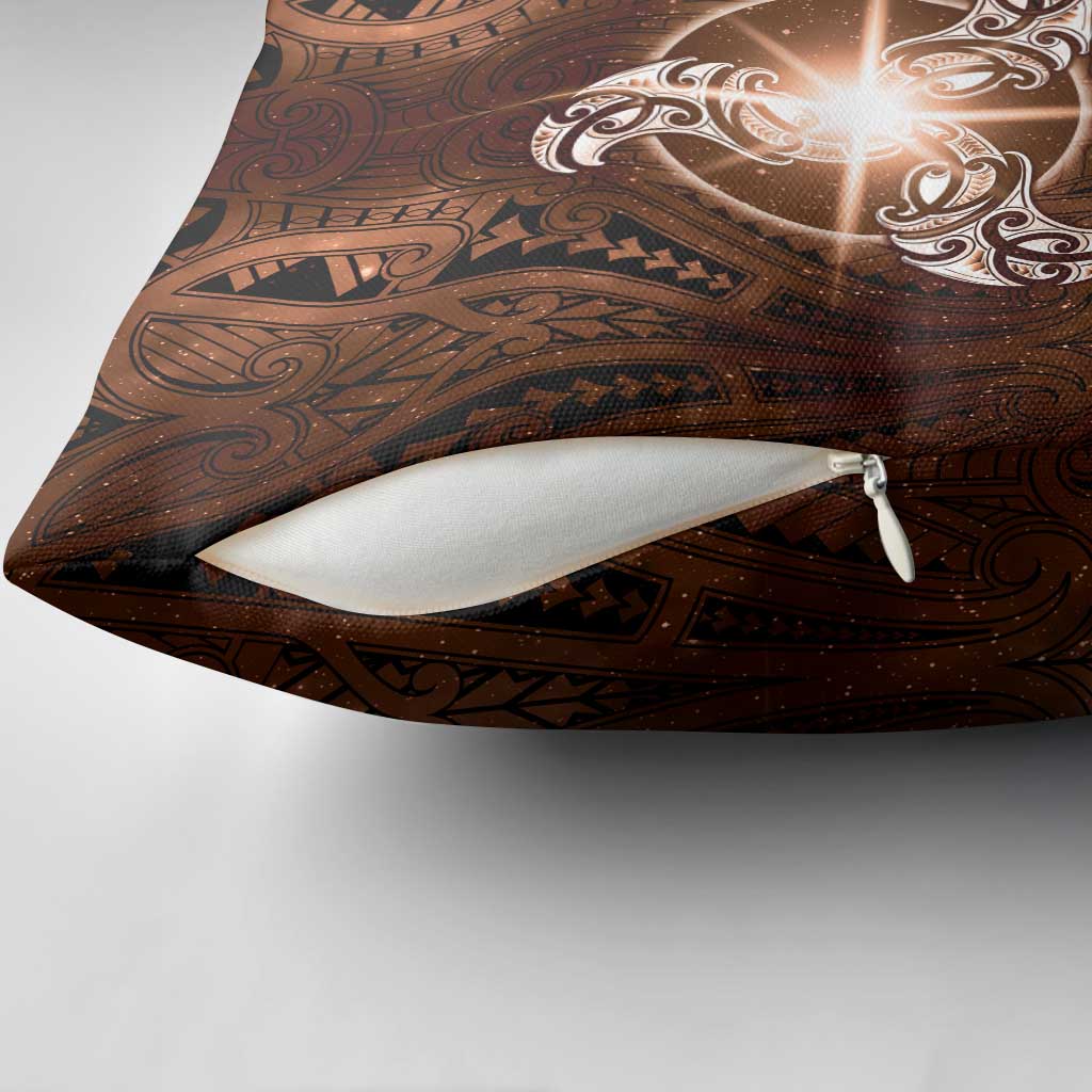 New Zealand Matariki Tupuanuku Pillow Cover Maori Moko Brown Galaxy LT05 - Polynesian Pride