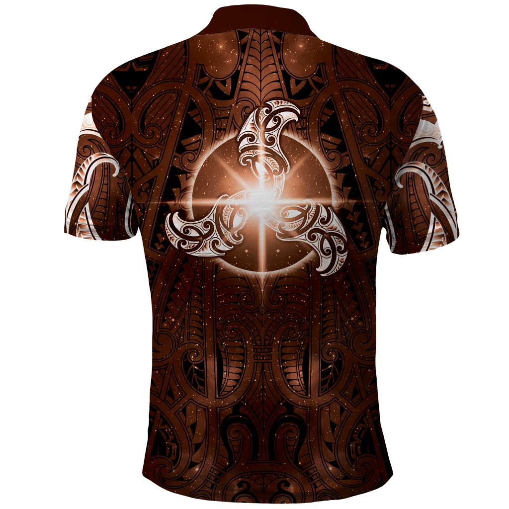 New Zealand Matariki Tupuanuku Polo Shirt Maori Moko Brown Galaxy LT05 - Polynesian Pride
