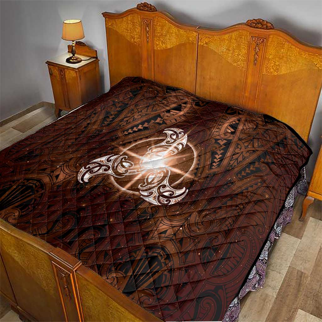 New Zealand Matariki Tupuanuku Quilt Maori Moko Brown Galaxy